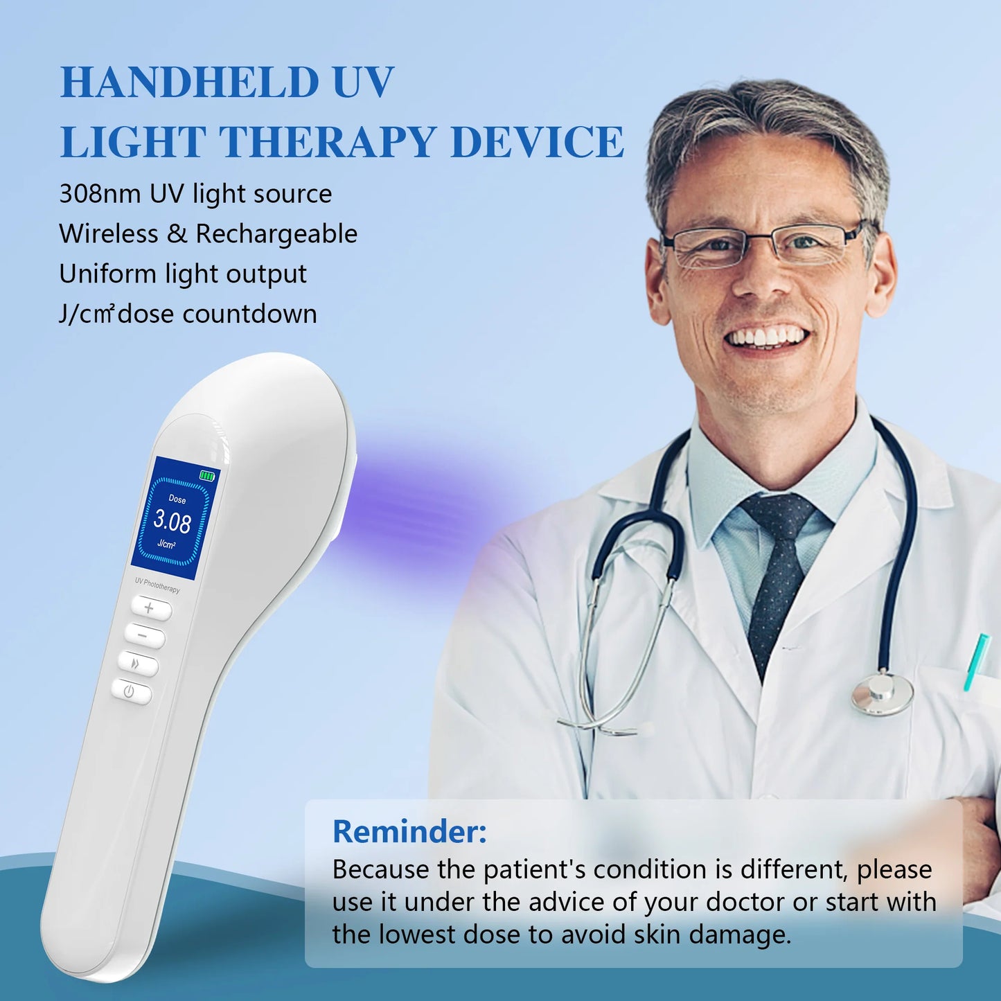 UVBtreatment Handheld UVB Vitiligo/Psoriasis Light Therapy Device